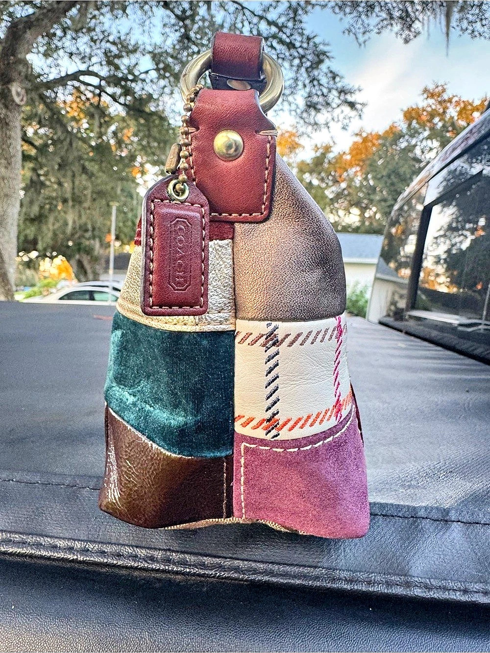 Coach Holiday Patchwork Demi Hobo Multicolor Shoulder Bag - Picture 11 of 16